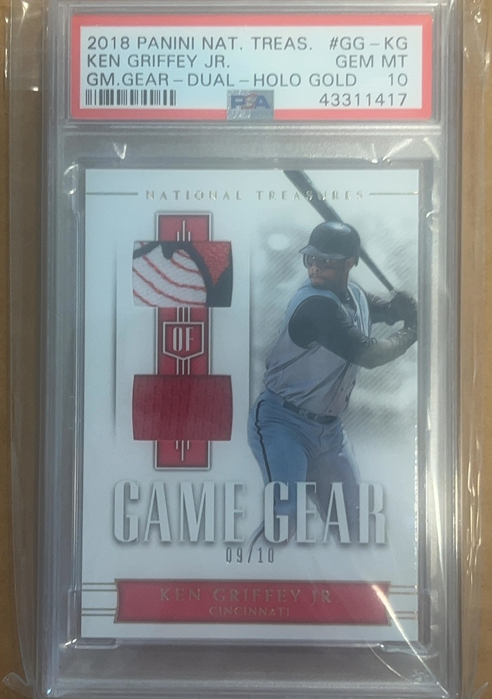 2018 National Treasures Ken Griffey Jr. - Game Gear - Dual Holo Gold 10 9/10
